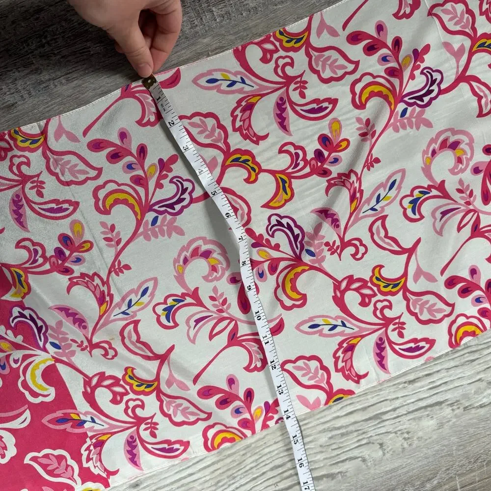 Cynthia Rowley Pink Silk Scarf Floral Y2K Resort Preppy Coastal Chic